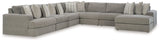 Avaliyah - Sectional Dark Gray 7 Pc. Right Arm Facing Chaise Sectional by Signature Design by Ashley® | Bel Furniture