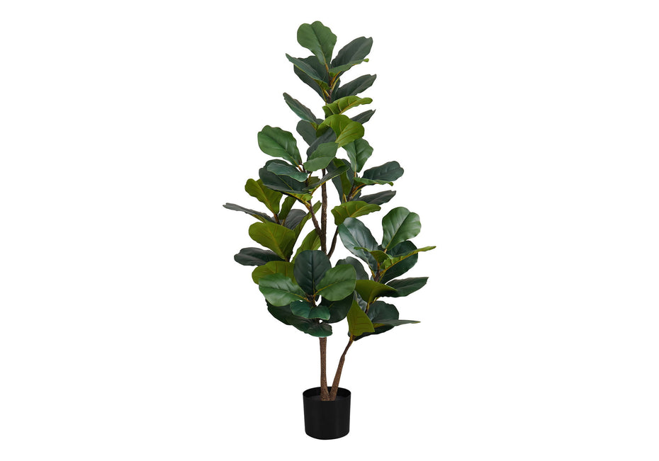 49" Tall, Artificial Plant, Fiddle Tree, Indoor, Faux, Fake, Floor, Greenery, Potted, Real Touch, Decorative - Green / Black