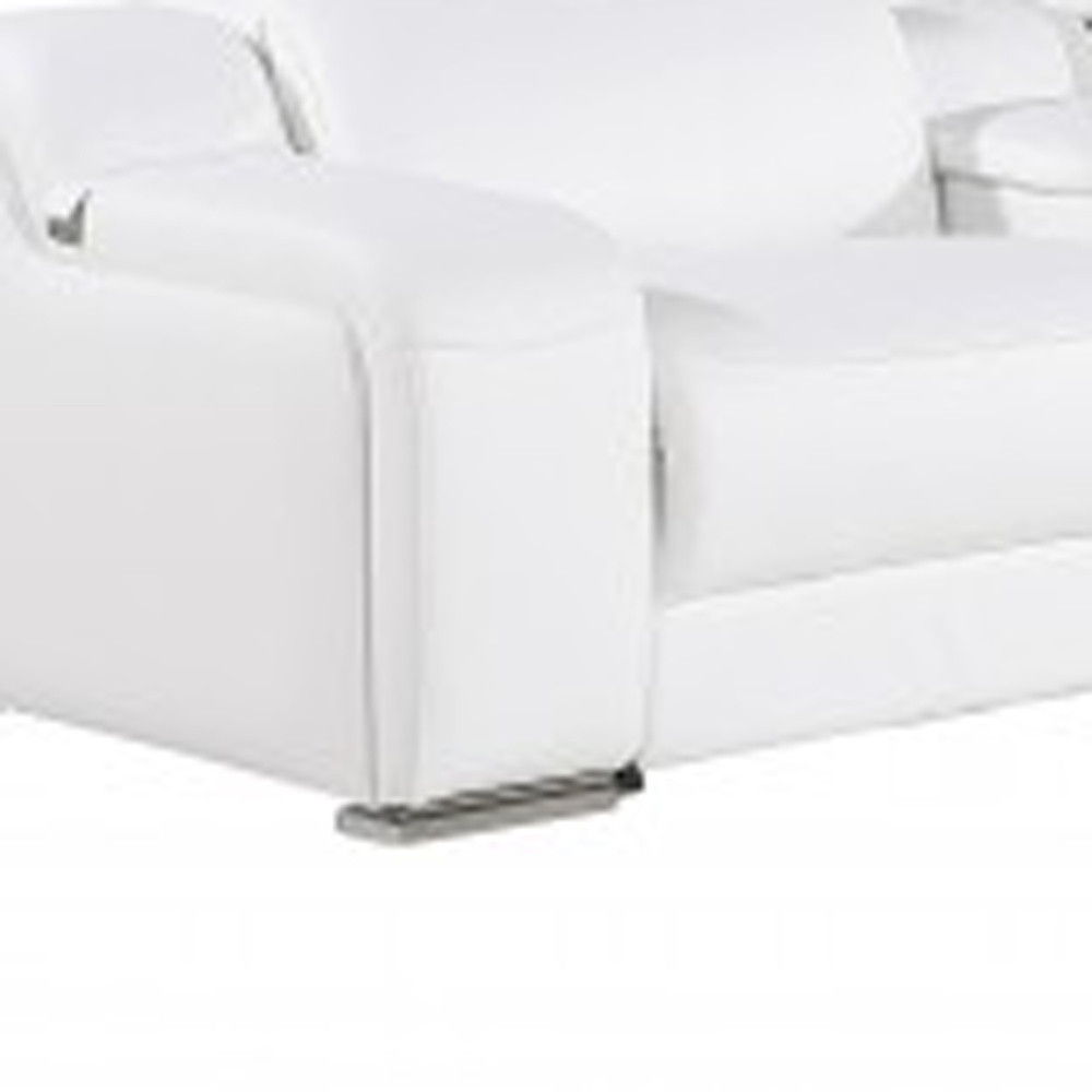 Italian Leather Power Reclining Seats L Shaped Seven Piece Corner Sectional With Console - White