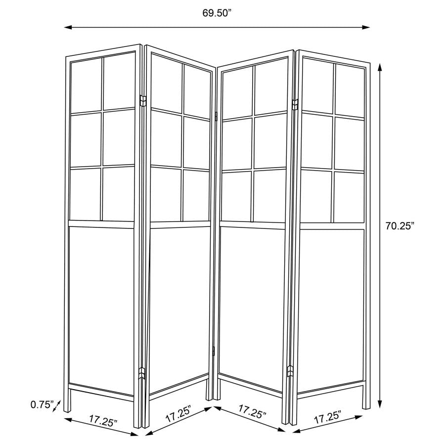 Edwards - 4-Panel Room Divider Folding Shoji Screen - Natural