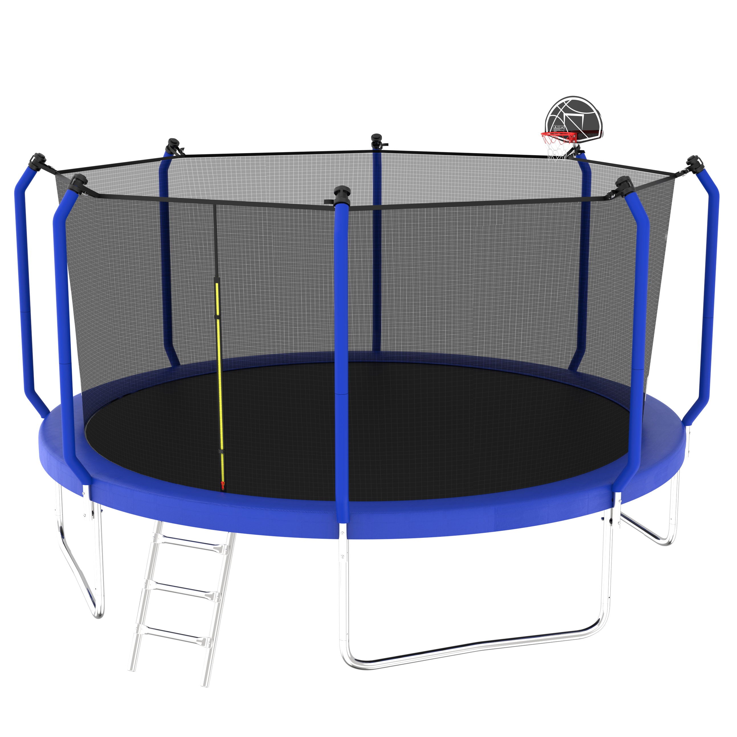 Trampoline With Basketball Hoop, Astm Approved Reinforced Type Outdoor Trampoline With Enclosure Net