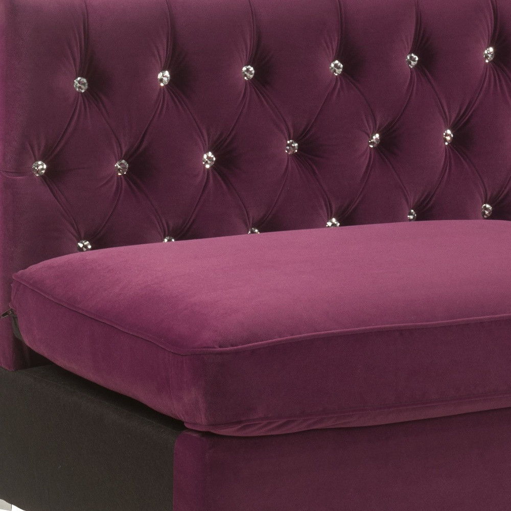 Velvet Sofa And Toss Pillows With Silver Legs - Burgundy