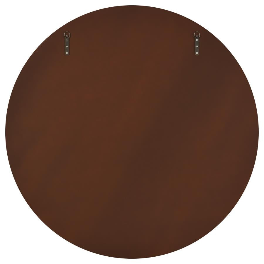 Dexter 40 x 40 Inch Round Reeding Frame Wall Mirror Brown