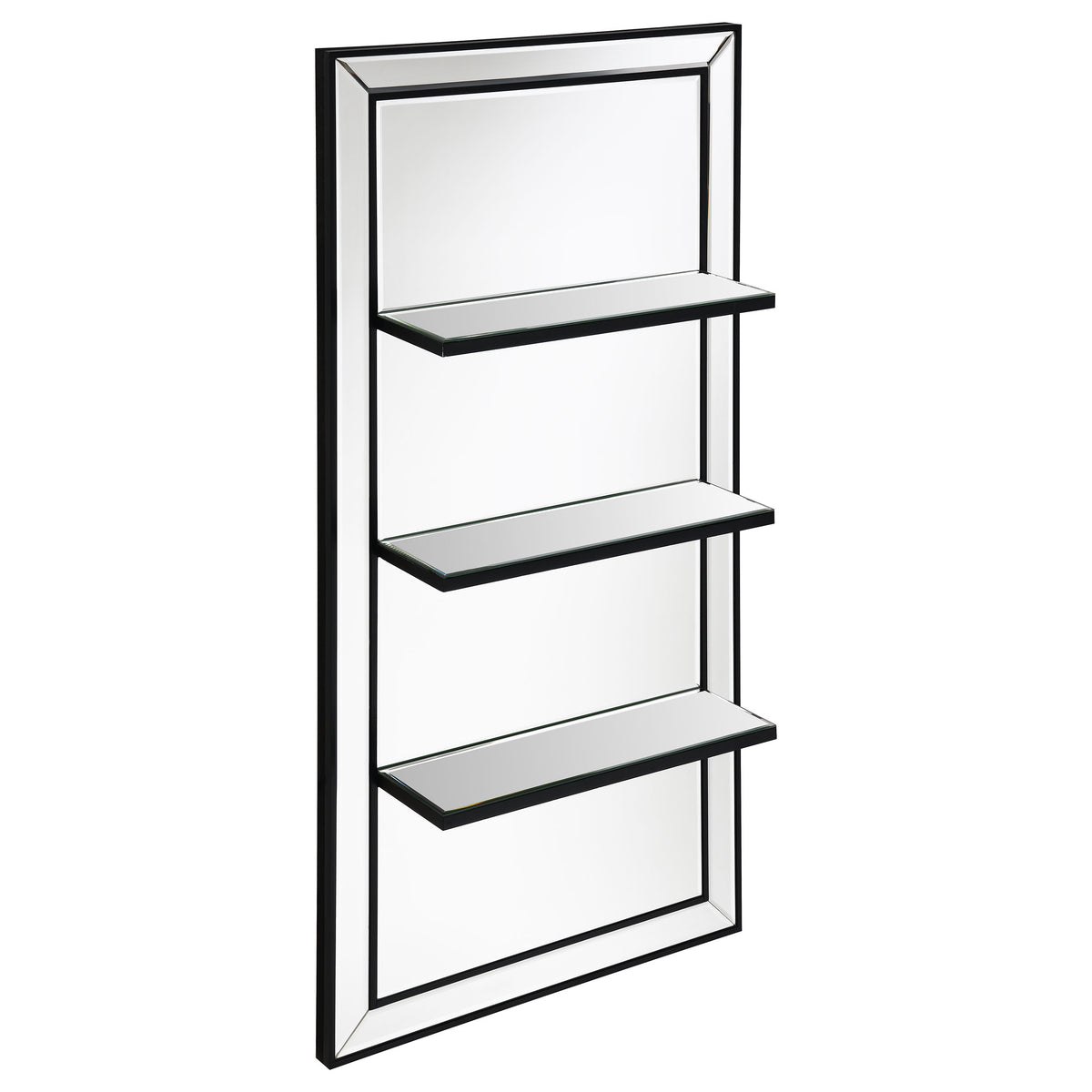 Oriel - Rectangular 3-Shelf Wall Mirror - Silver