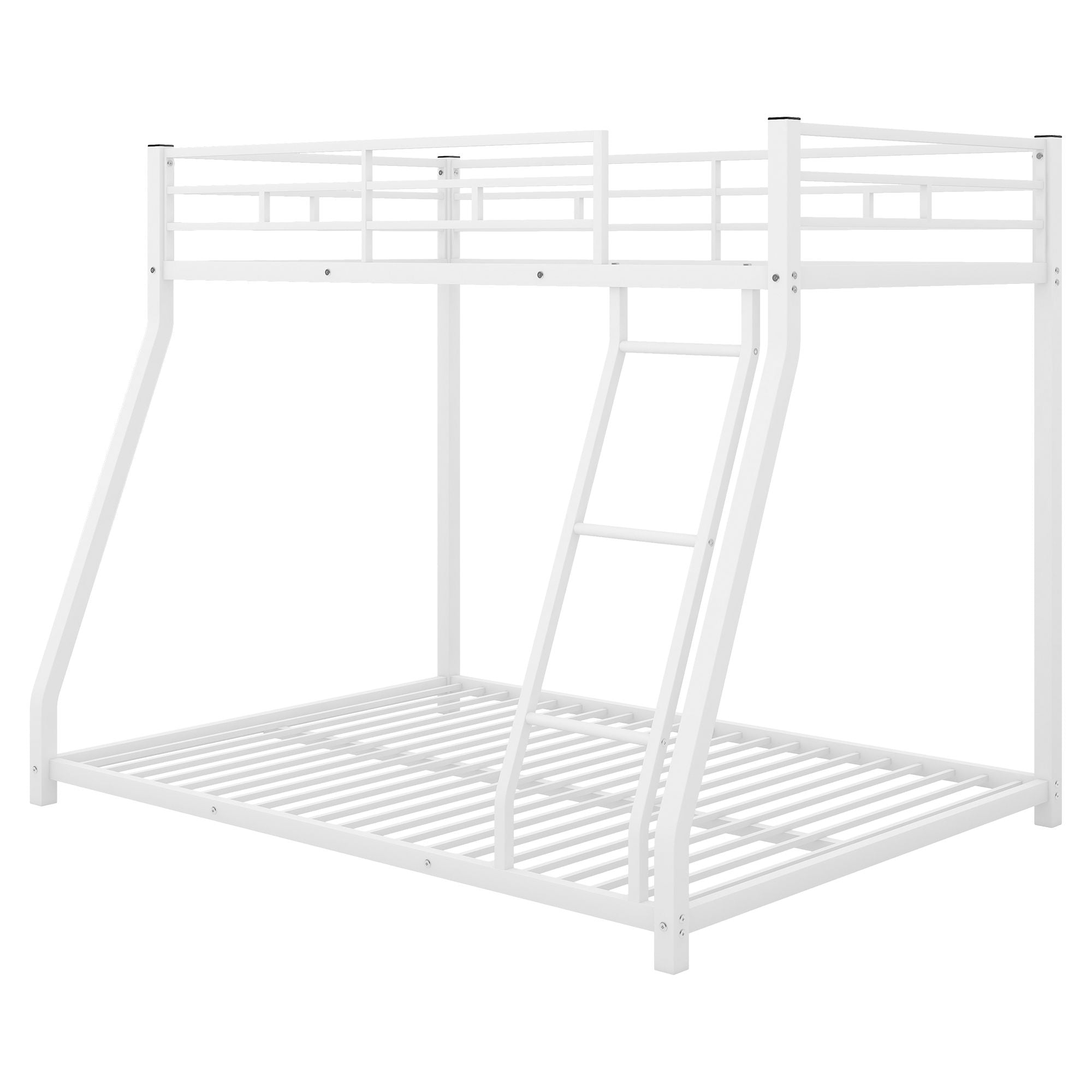 Metal Floor Bunk Bed, Twin Over Full - White