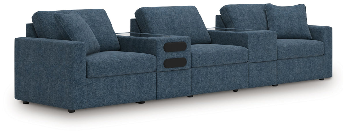 Modmax - Ink - Sectional Blue 5 Pc. Sectional With Audio System And With Storage Console by Signature Design by Ashley® | Bel Furniture