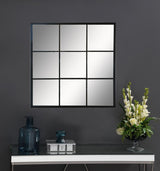 Quetzal - Square Window Pane Wall Mirror - Black