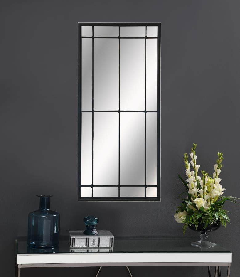 Annetta - Window Pane Floor Or Wall Mirror - Black