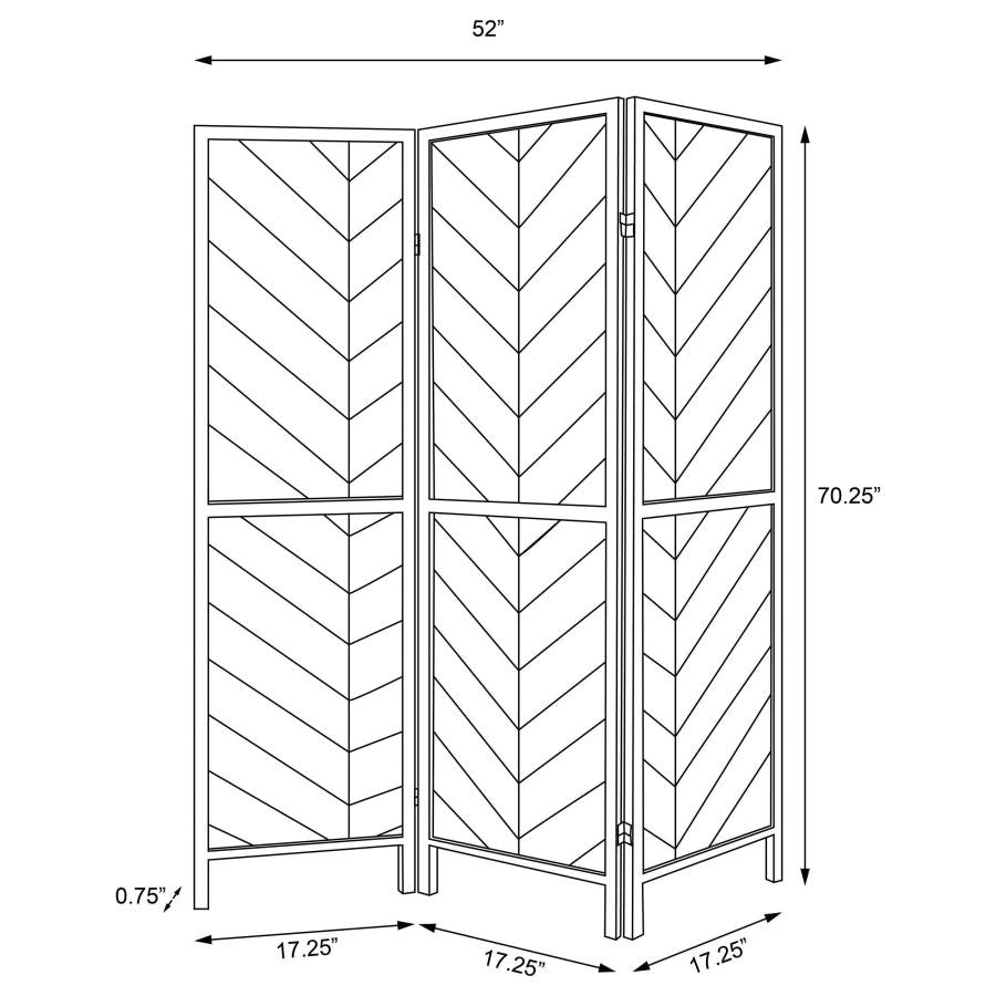 Marlene - 3-Panel Room Divider Folding Screen - Rustic Tobacco