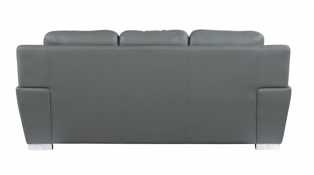 Sofa Leather With Silver Legs - Gray