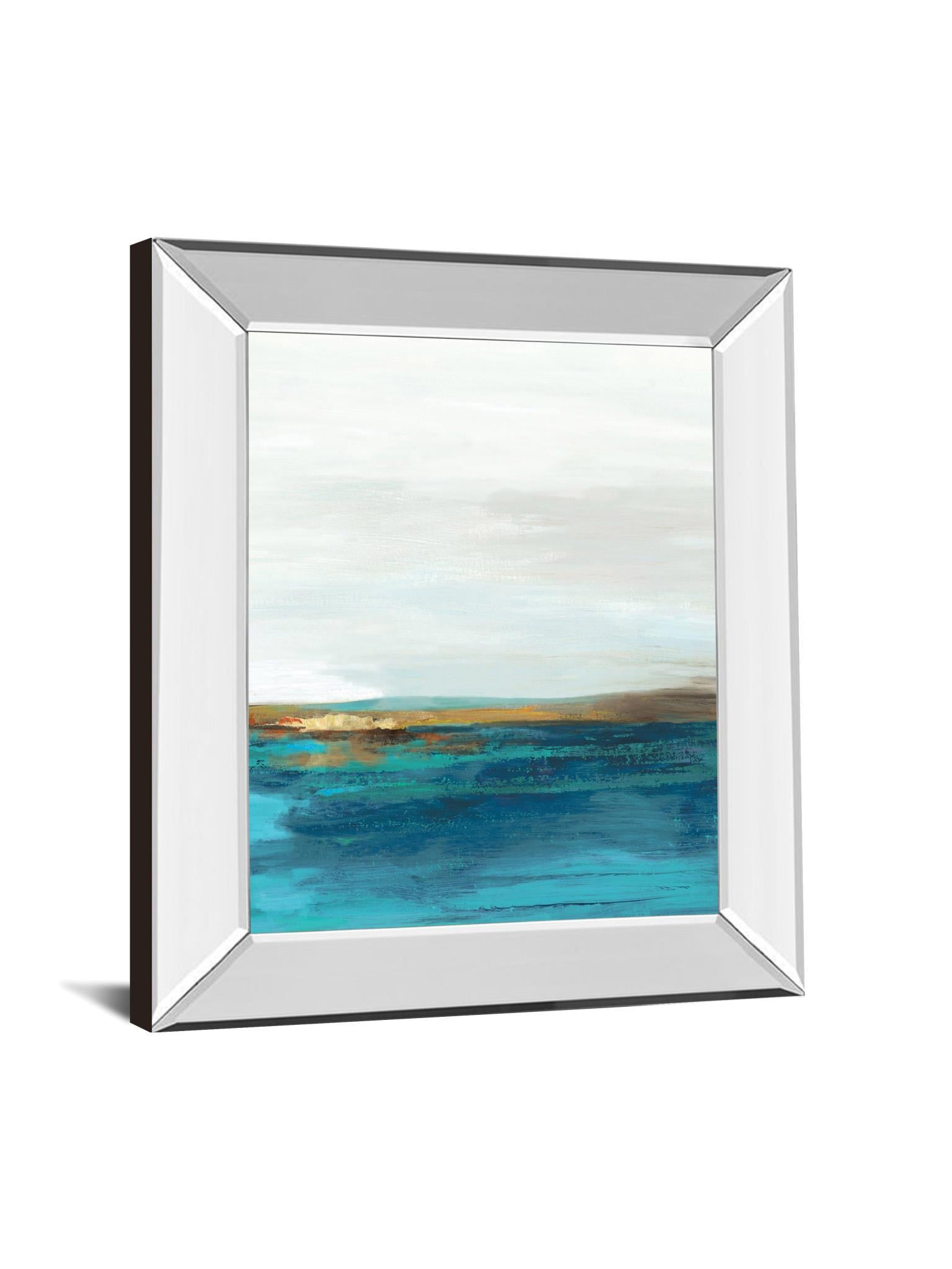 Pastoral Landscape Il By Tom Reeves - Mirror Framed Print Wall Art - Blue