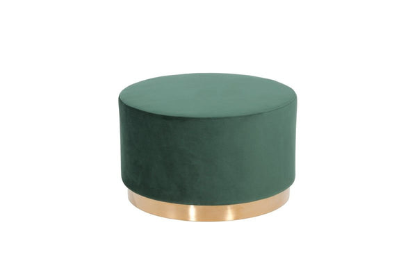 Velvet Footstool Ottoman - Green / Gold