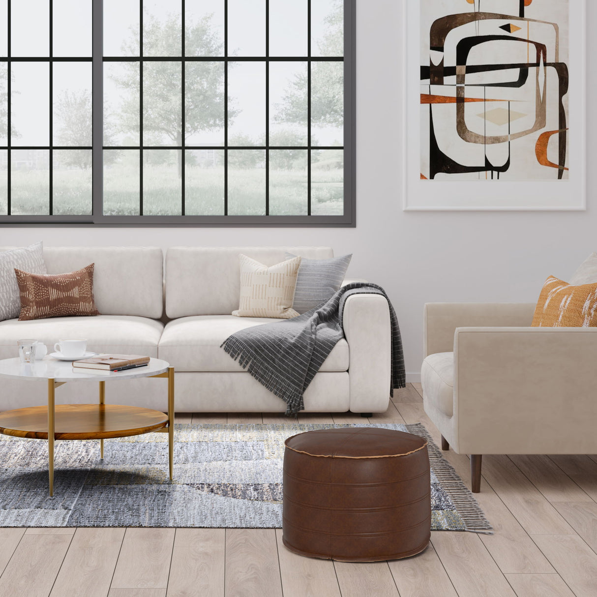 Brody - Round Pouf by Simpli-Home | Bel Furniture