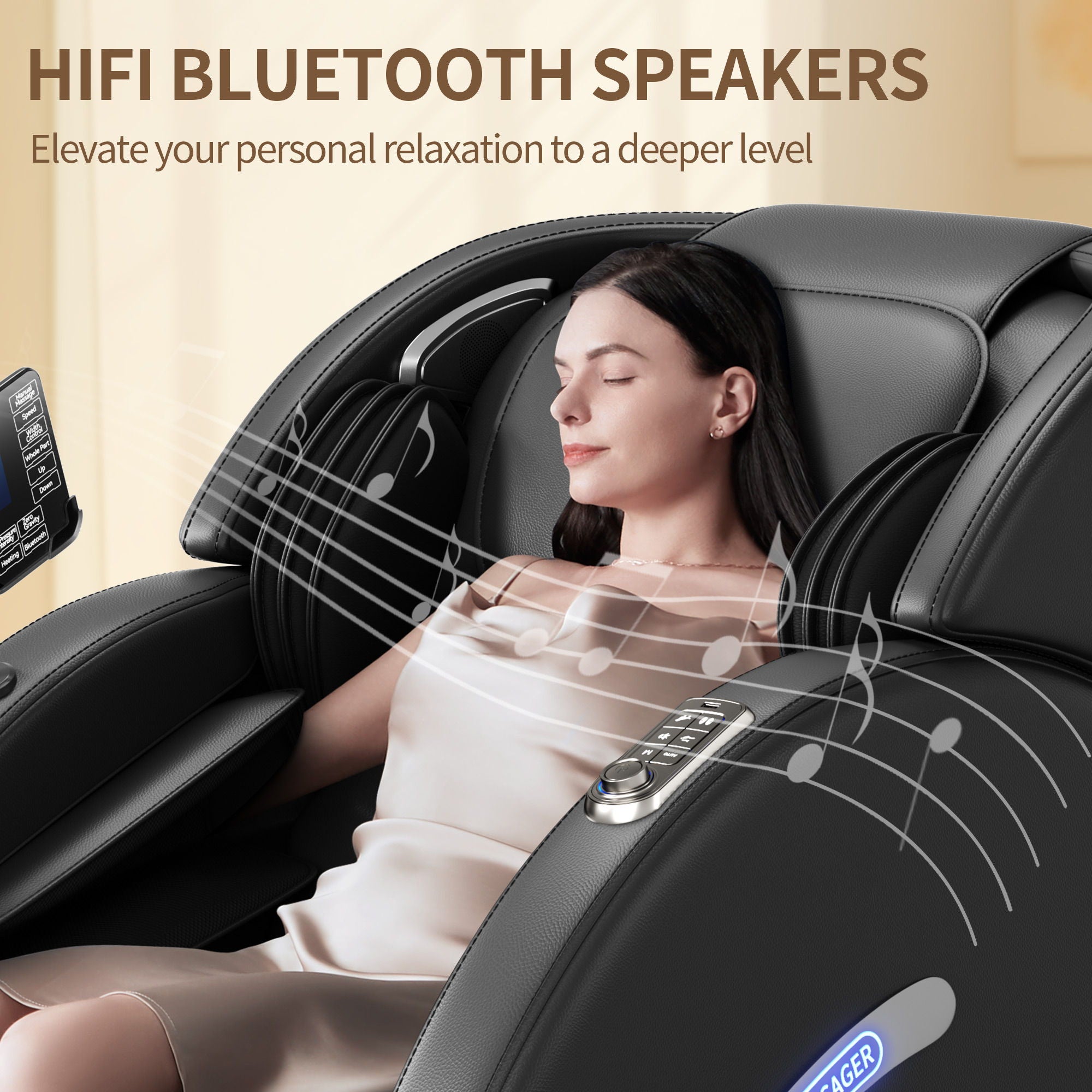 Full Body Massage Chair, Full Body Zero Gravity With 3D Massage Mechanism, 6 Auto Massage Mode, Waist And Calf Heater, Foot Roller, Bluetooth Speaker - Black