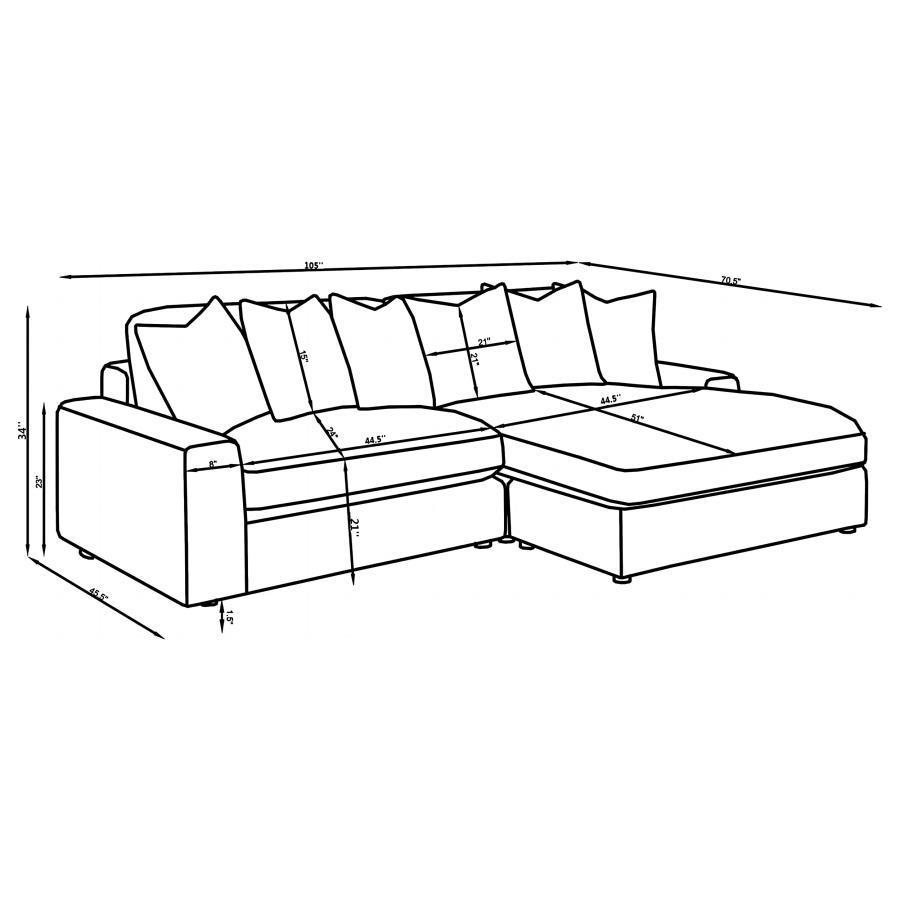 Blaine - Upholstered Reversible Chaise Sectional Sofa by Coaster Fine Furniture | Bel Furniture