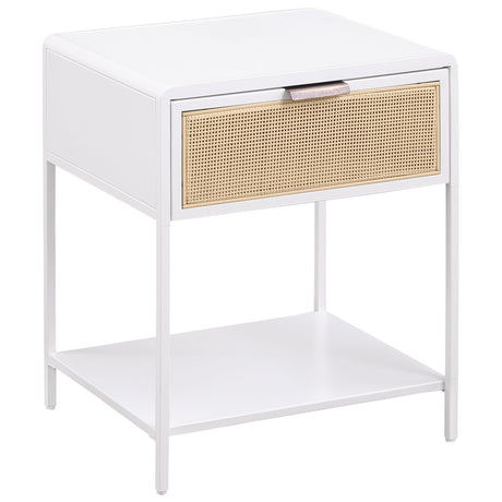 Amherst - 1-Drawer Radio Weave Rattan Metal Side Table White by Coaster Fine Furniture | Bel Furniture