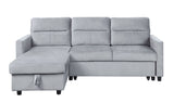Ruby - Velvet Reversible Sleeper Sectional Sofa With Storage Chaise And Side Pocket - Light Gray by Lilola Home | Bel Furniture