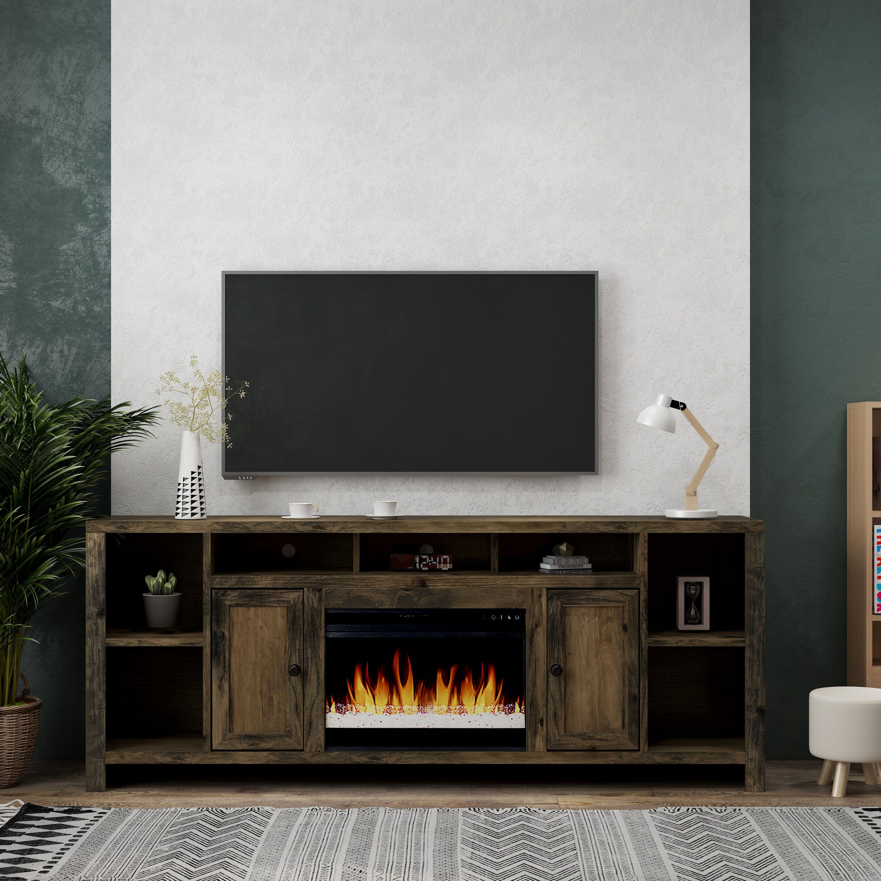 Joshua Creek - Electric Fireplace, TV Stand For TVs Up To 95" - Barnwood