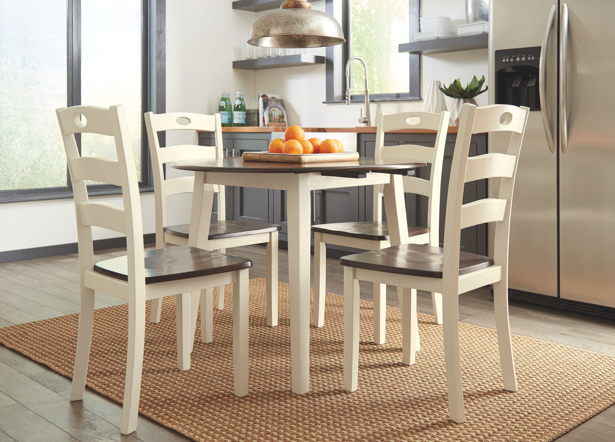 Woodanville - Cream / Brown - Round DRM Drop Leaf Table by Signature Design by Ashley® | Bel Furniture