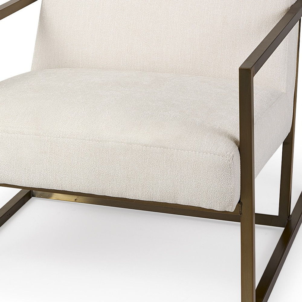 Geo Modern Accent Or Side Chair - Cream / Gold