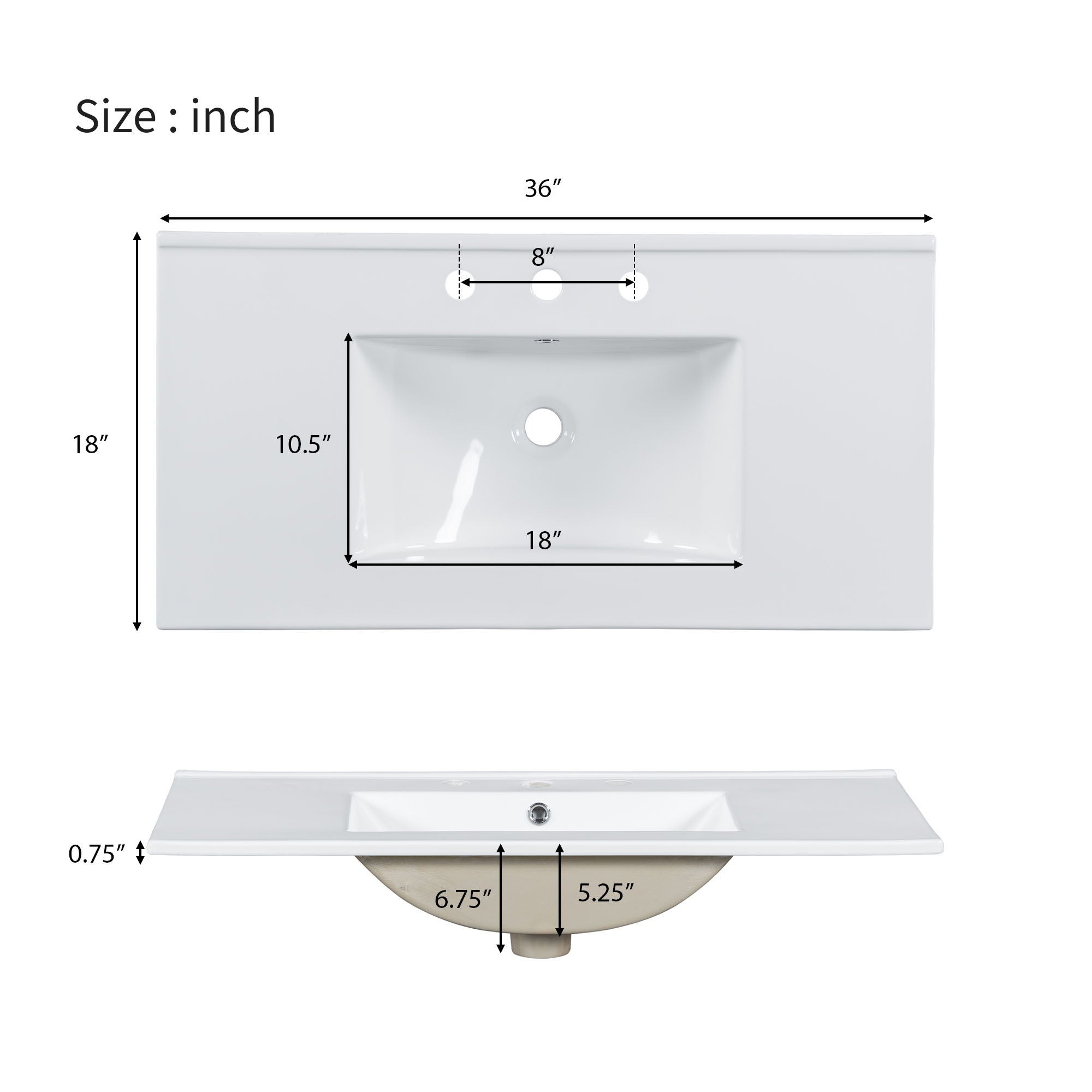 Bathroom Vanity With Two Soft Close Doors, Adjustable Shelves And Three Drawers