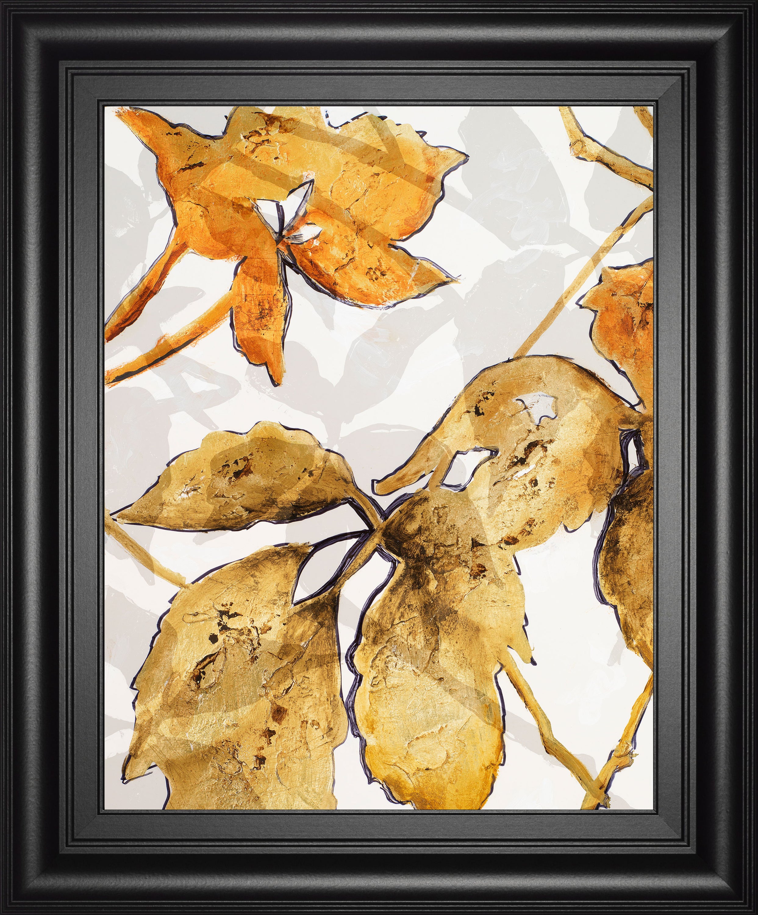 Gold Shadows Il By Patricia Pinto - Framed Print Wall Art - Dark Brown