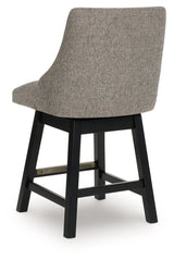 Neymorton - Upholstered Swivel Barstool (Set of 2) - Dark Grayish Brown