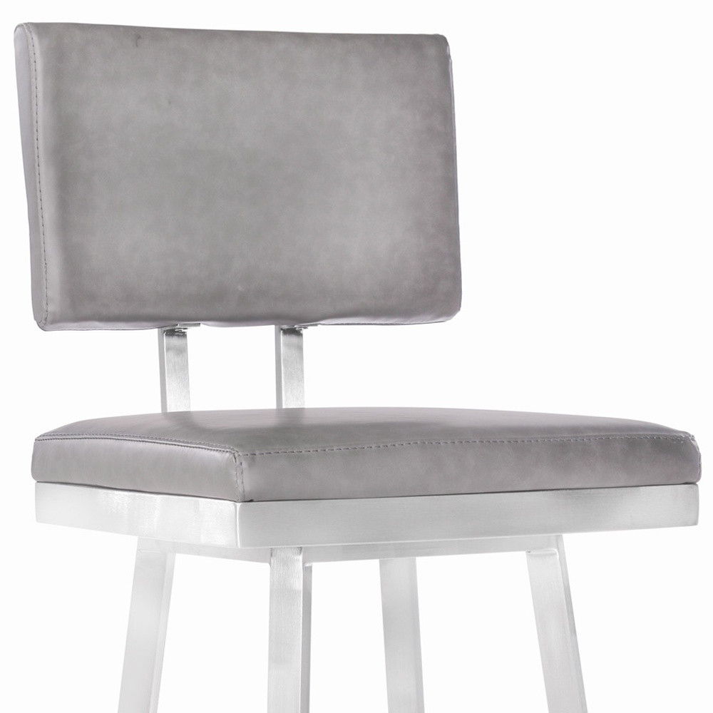 Swivel Counter Height Bar Chair - Light Gray / Silver