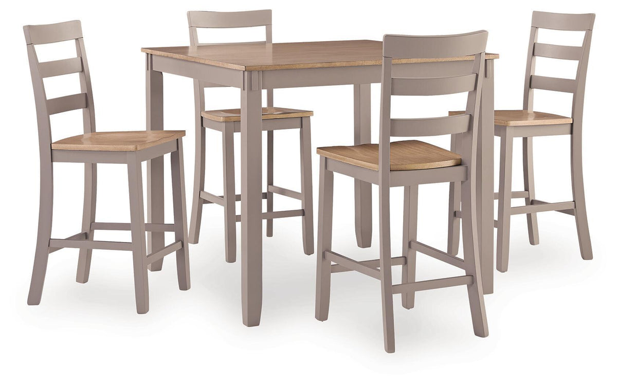 Harperfeld Dining Room Counter Table Set (Set of 5) Natural and Gray