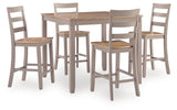 Harperfeld - Dining Room Counter Table Set (Set of 5) - Natural / Gray