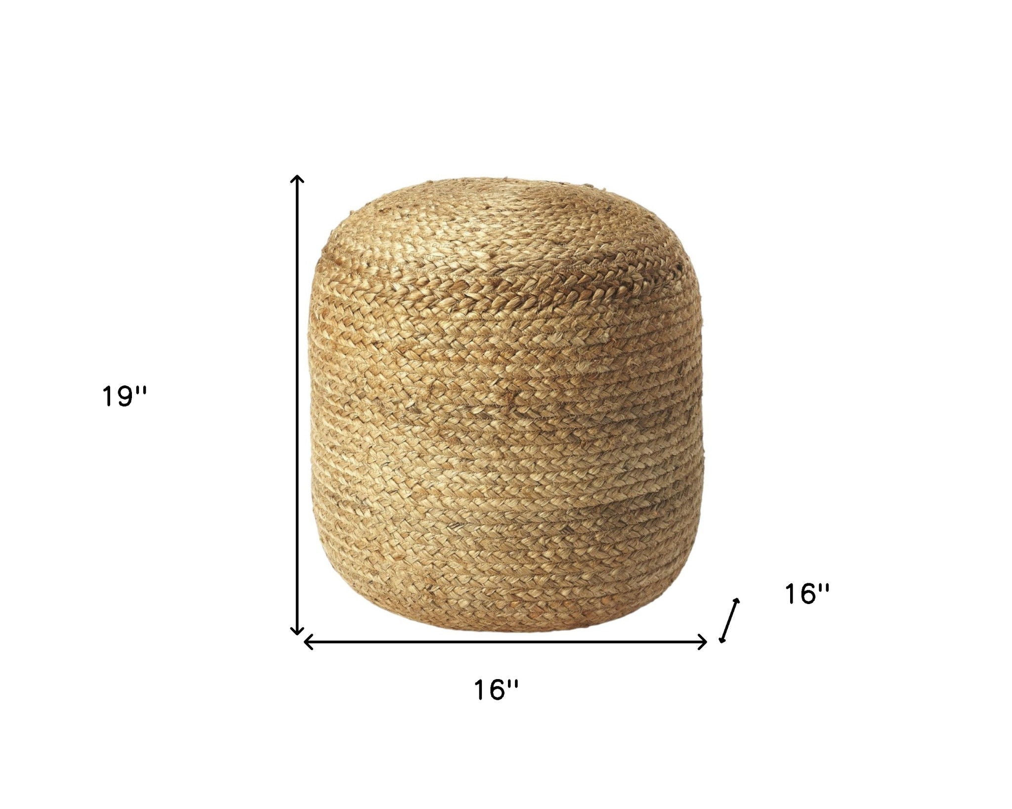 Jute Round Pouf Ottoman - Light Brown