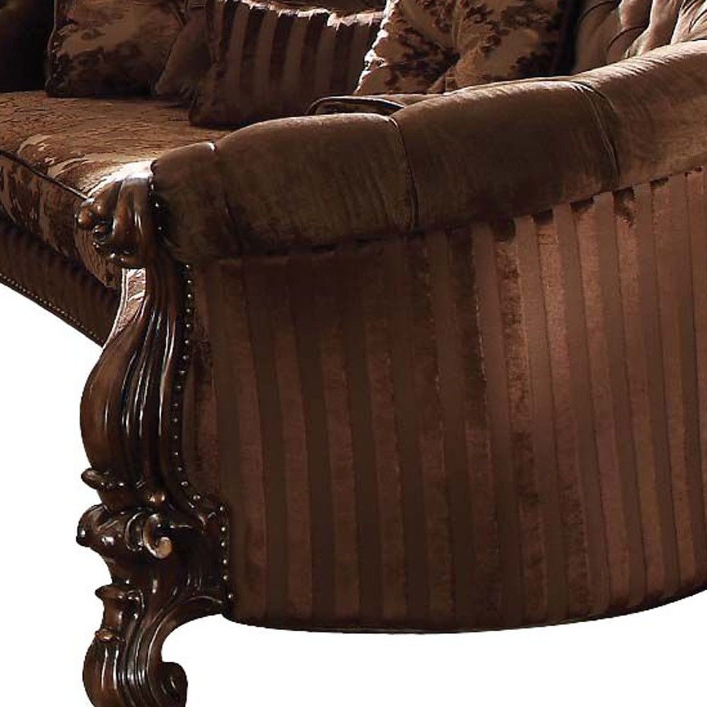 Velvet Curved Settee - Brown