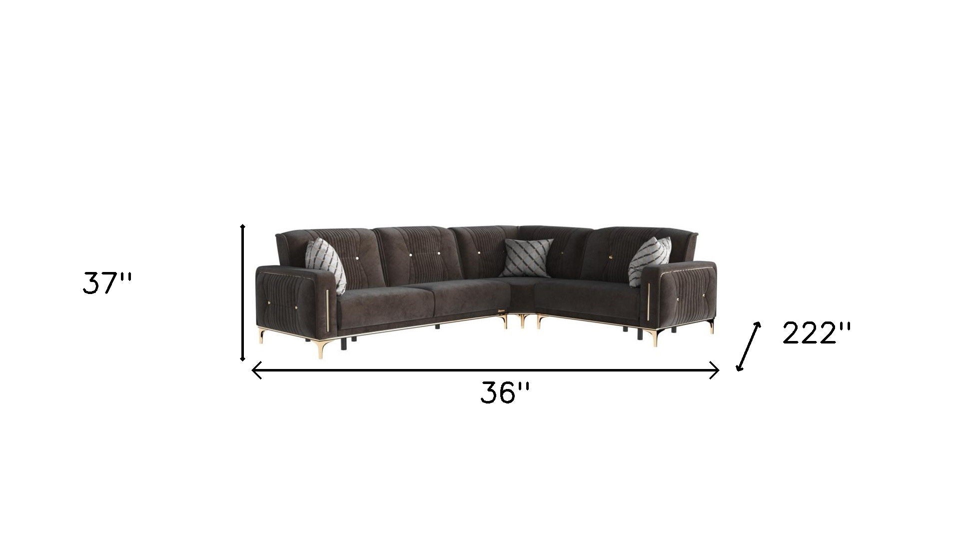 Microfiber Sleeper L Shaped Three Piece Sofa And Chaise Sectional - Brown