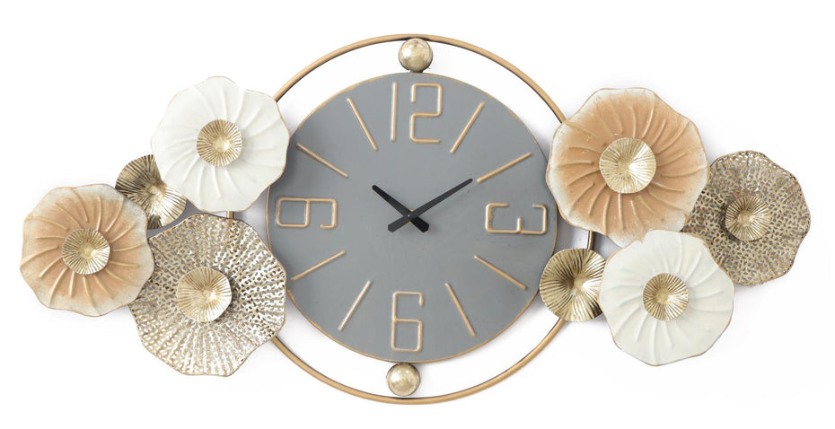 31x15 Metal Wall Clock - Pearl Silver