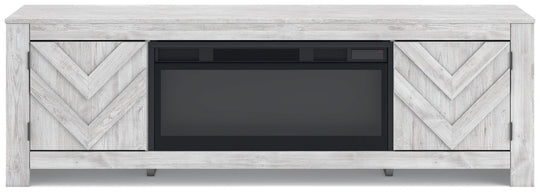Cayboni - LG TV Stand With Fireplace Option White Fireplace TV Stands by Signature Design by Ashley® | Bel Furniture