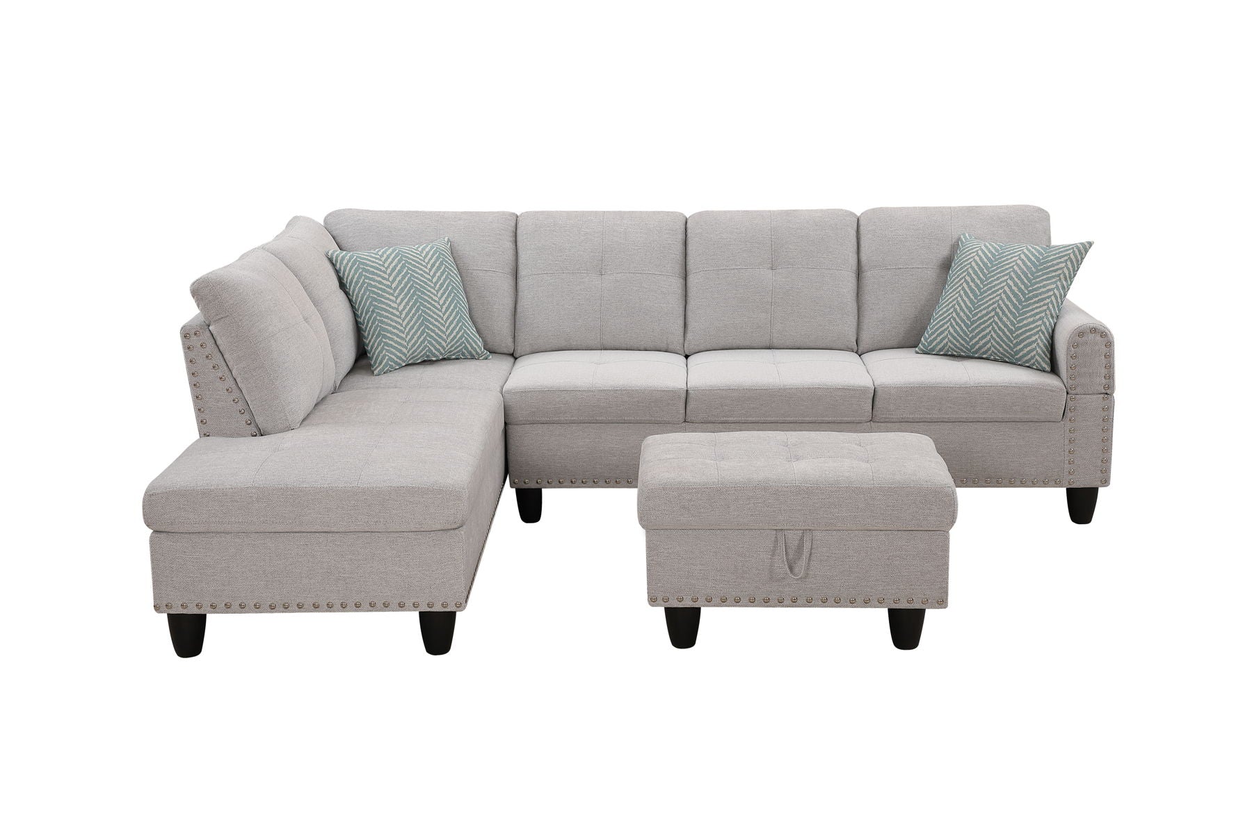 Alger - 98" Wide Left Hand Facing Sofa & Chaise With Ottoman