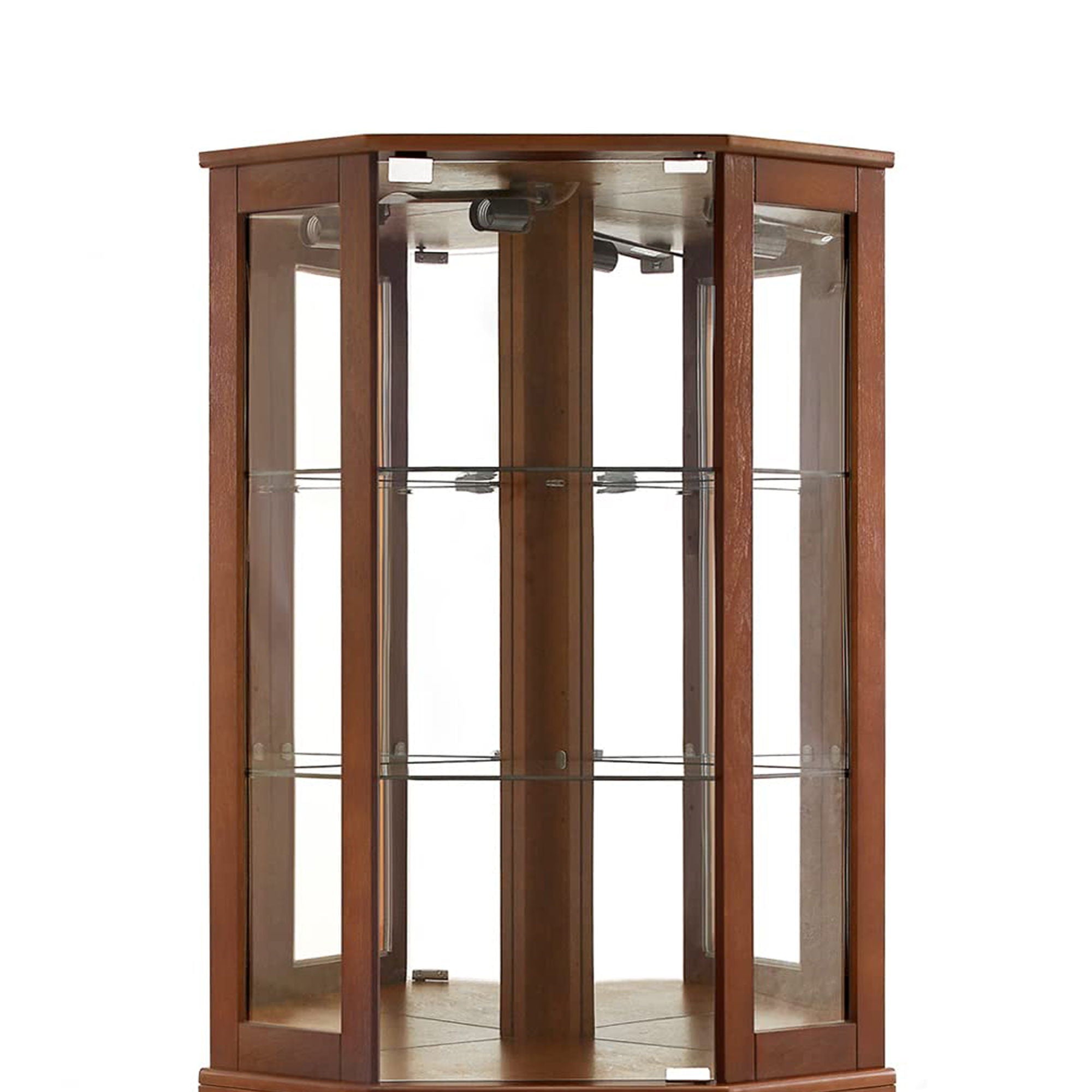 6 Shelf Corner Curio Display Cabinet With Lights, Mirrors And Adjustable Shelves (E26 Light Bulb Not Included)