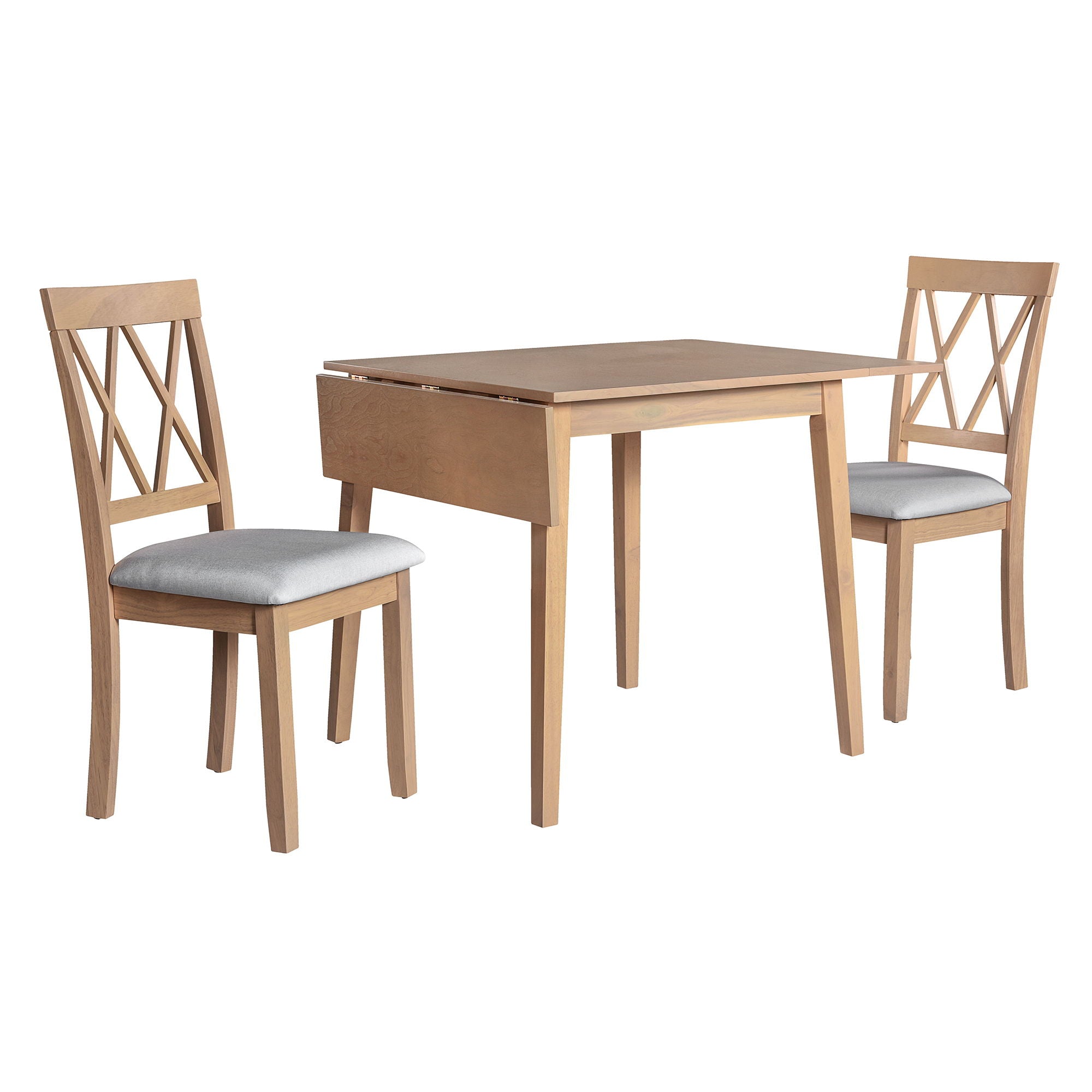 3 Piece Kitchen Dining Set With Drop Leaf Dining Table And 2 Dining Upholstered Chairs, Dining Room Set For Small Places