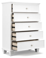 Fortman - White - Five Drawer Chest by Signature Design by Ashley® | Bel Furniture