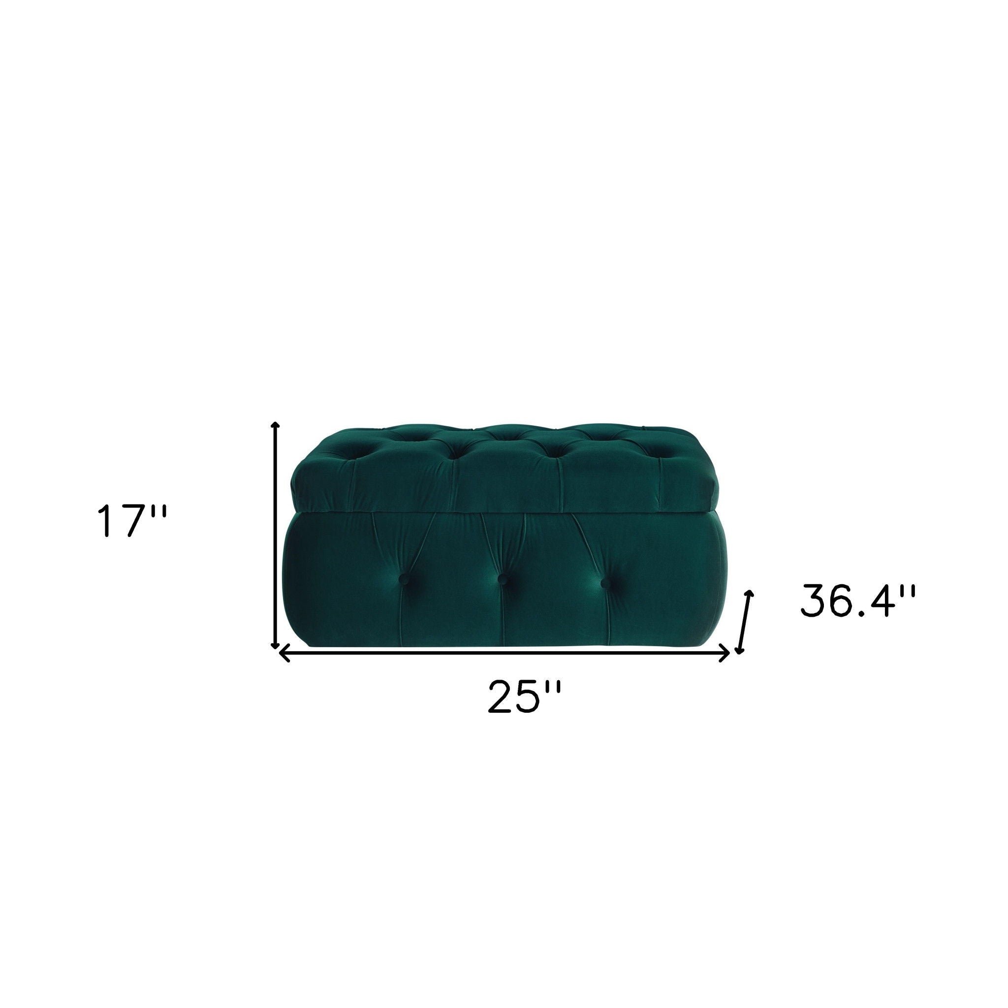 Velvet Tufted Storage Ottoman - Green