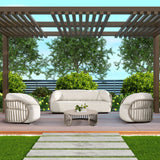 Harper - Barrel Upholstered Patio Deep Seating Armchair Axroma Olefin - Oat Beige by Jennifer Taylor Home | Bel Furniture