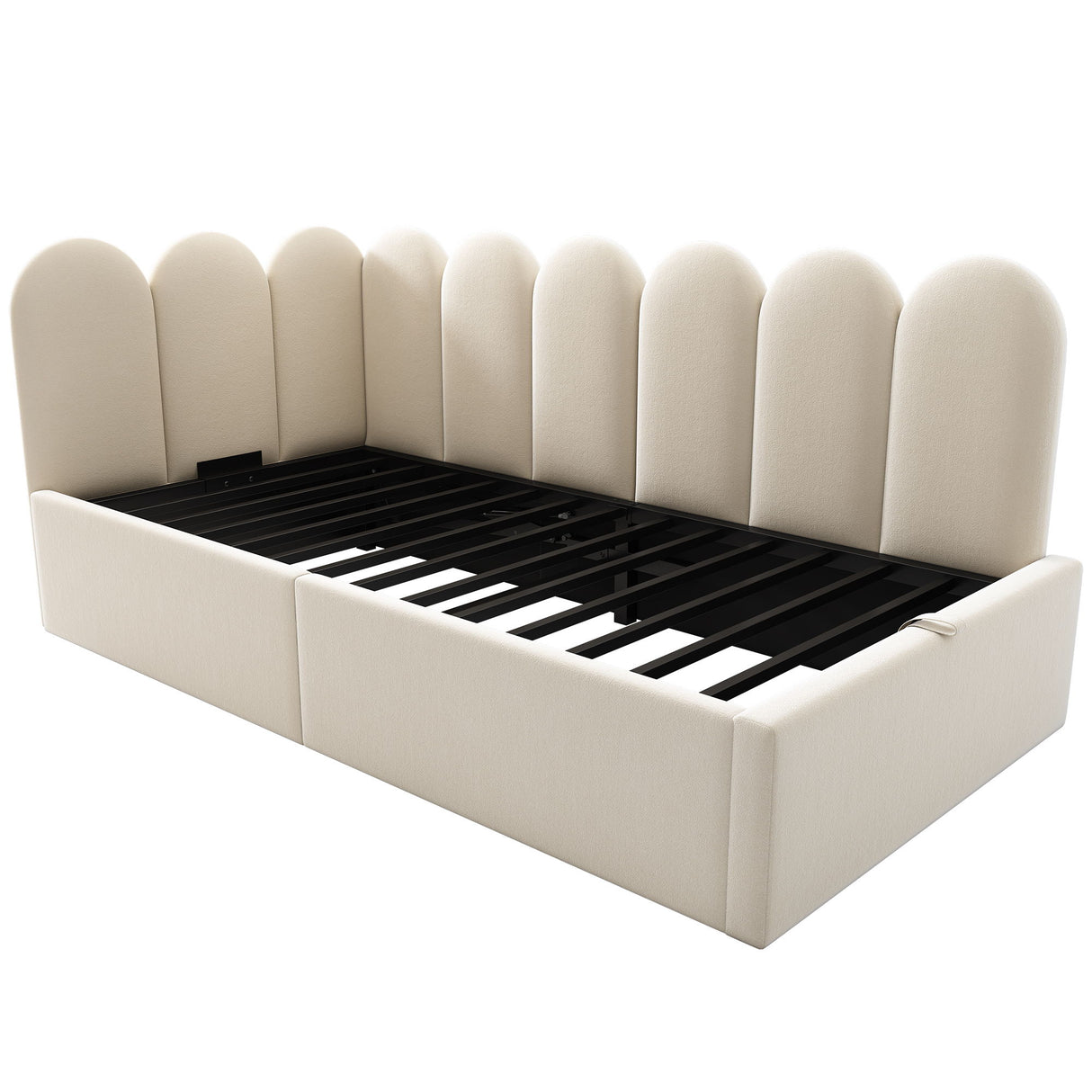 Upholstered Daybed With Metal Slatted Base