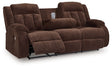 Free Wake - Chocolate - Reclining Power Sofa With Drop Down Table by Signature Design by Ashley® | Bel Furniture