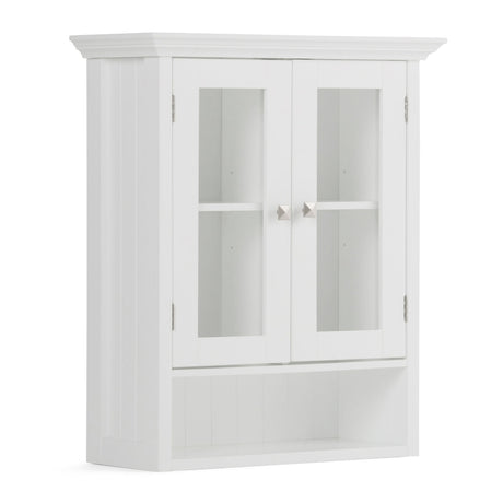 Acadian - Double Door Wall Cabinet - Pure White by Simpli-Home | Bel Furniture