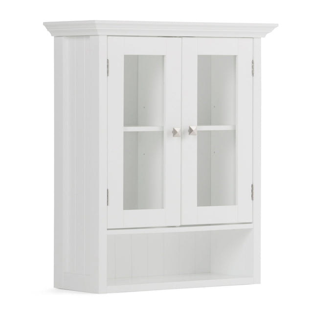 Acadian - Double Door Wall Cabinet - Pure White by Simpli-Home | Bel Furniture