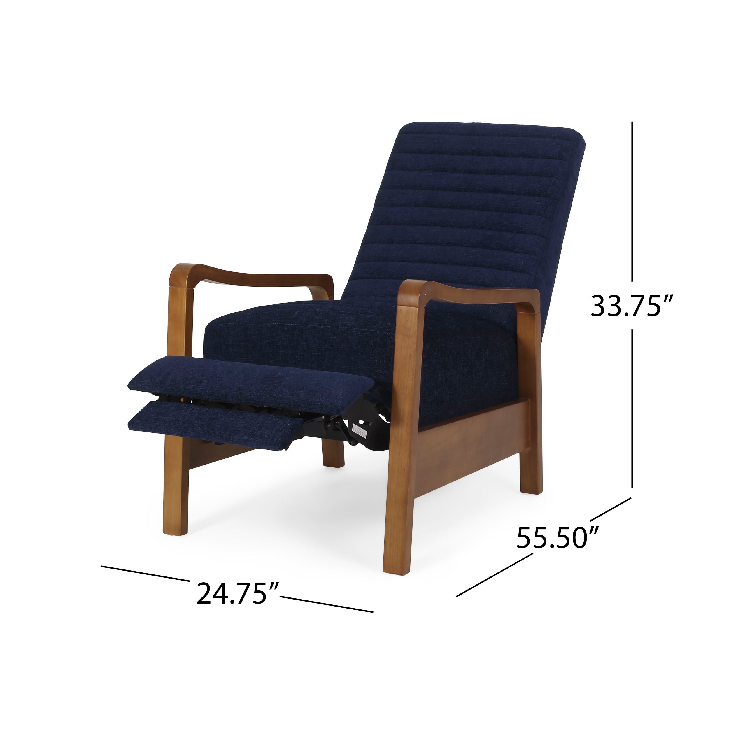 Fabric Wood Hand Manual Club Recliner