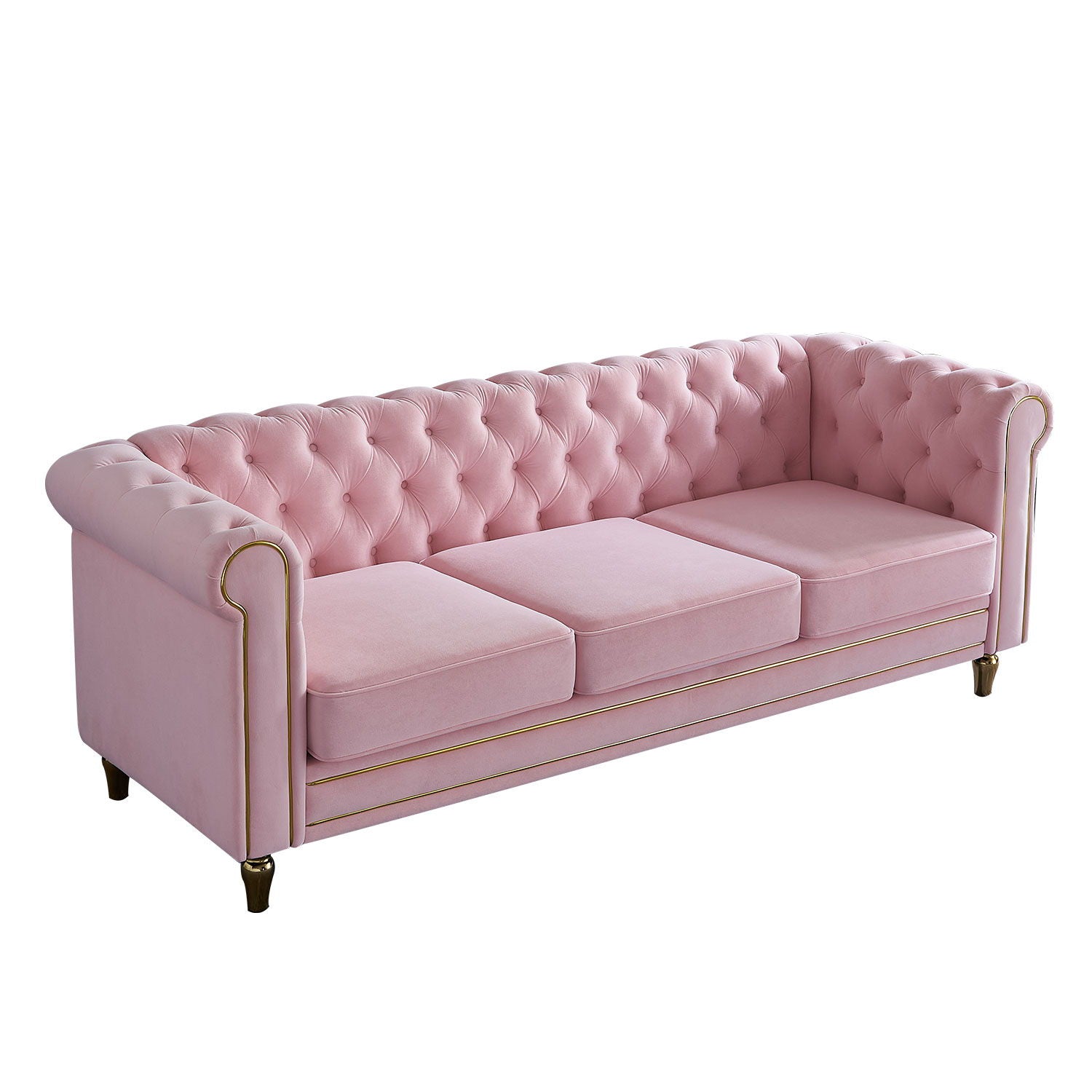 Chesterfield - Velvet Sofa 84.65" For Living Room