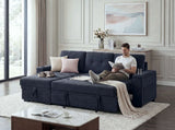 Ashlyn II - 84"W Woven Fabric Reversible Sleeper Sectional Sofa with Storage Chaise