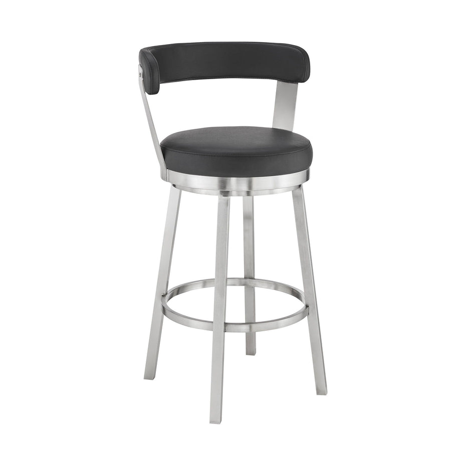 Swivel Backless Bar Height Bar Chair - Black / Silver