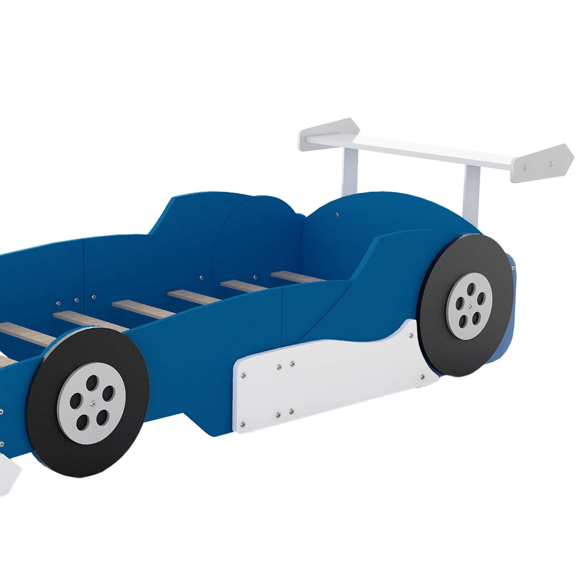 Twin Size Race Car-Shaped Platform Bed With Wheels